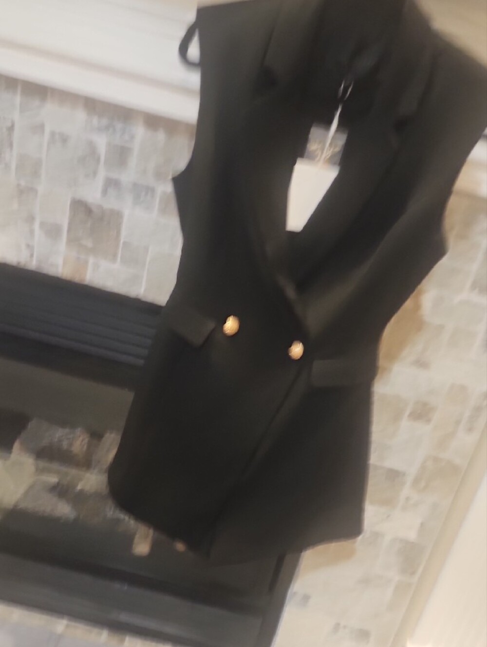 Endless Rose Black Sleeveless Double-Breasted Blazer Romper with Gold Buttons - Picture 4 of 12